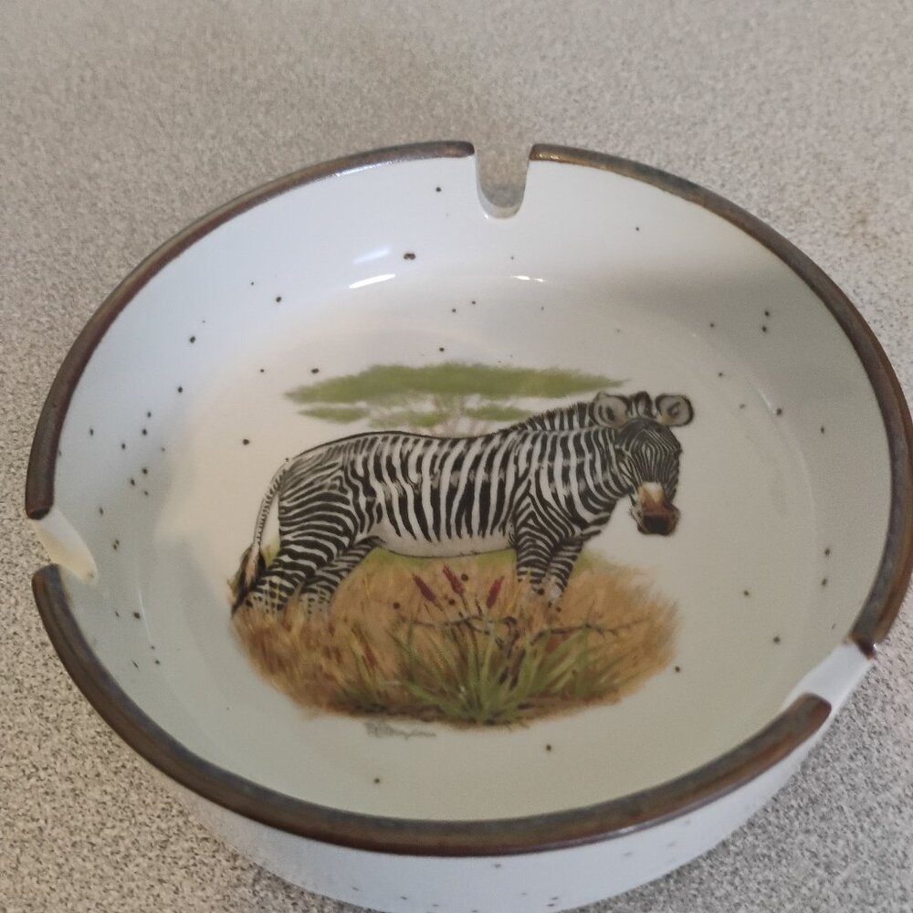 Vintage 1970s Zebra Ashtray Made in Japan